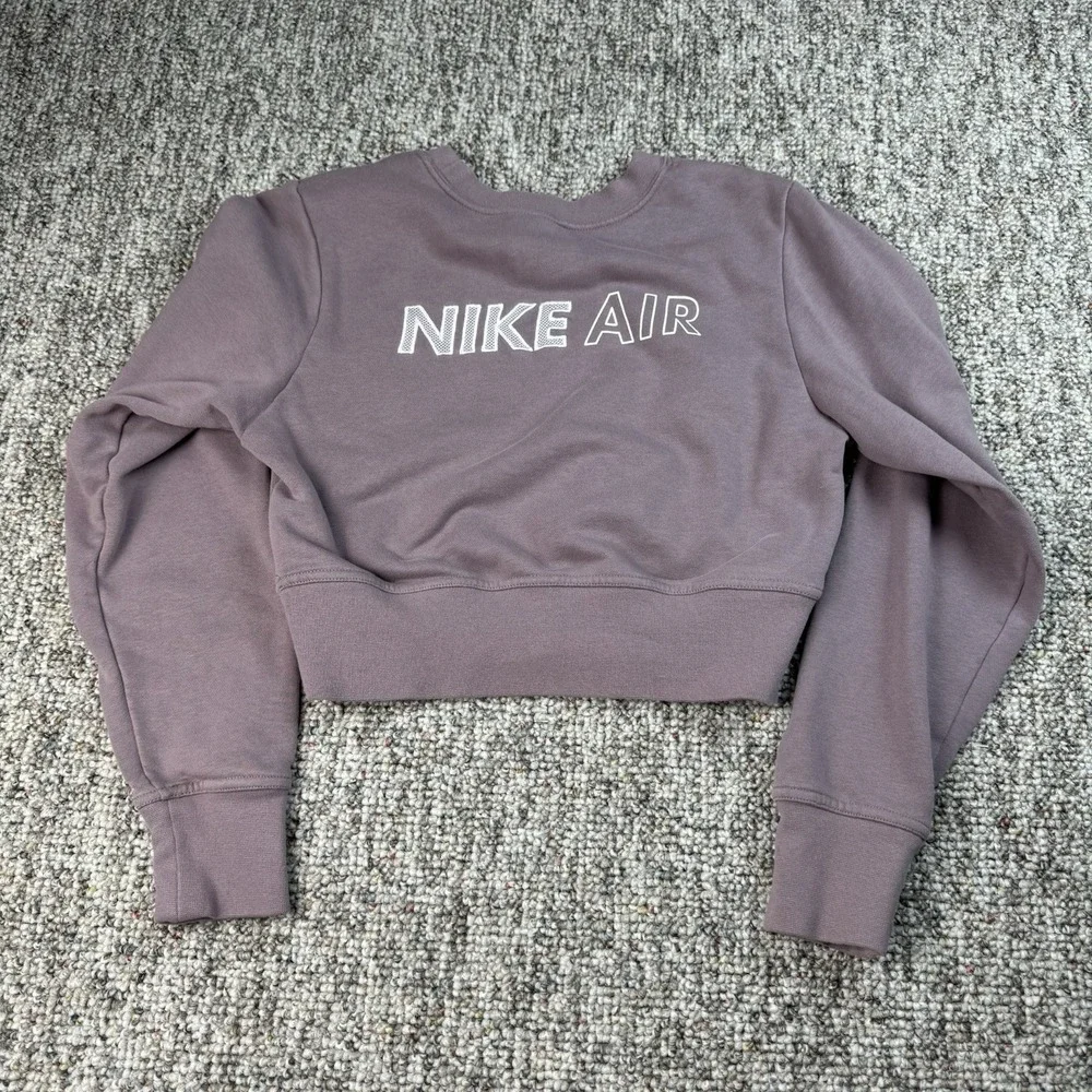 Nike Air Sweatshirt Womens Small Cropped Fleece Long Sleeve Purple